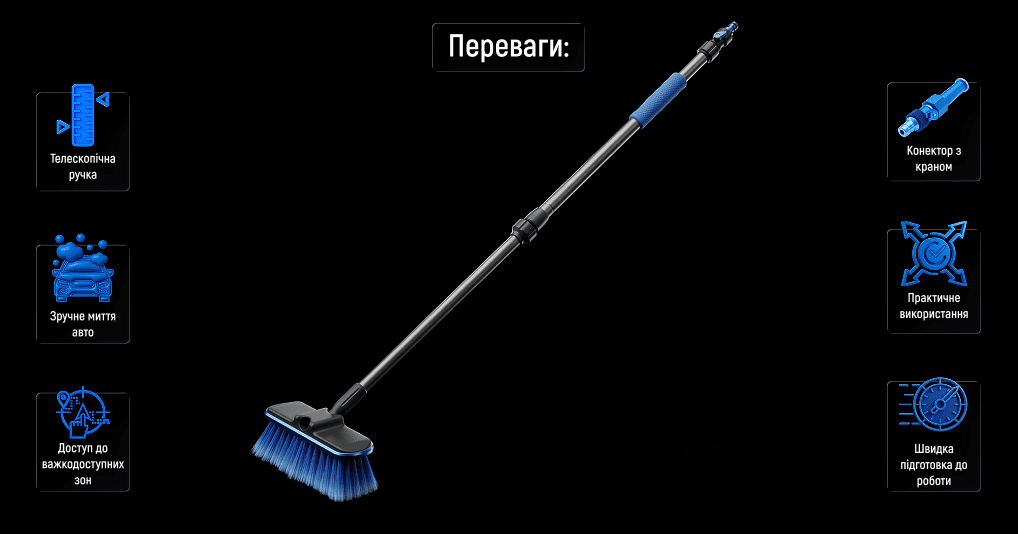Щітка для миття автомобілів телескопічна SC1952 (довжина 98-168см