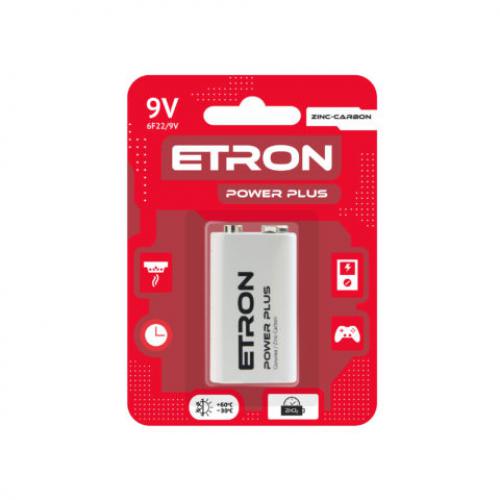 ETRON Power Plus 6F22 9V Blister  Zinc-Carbon, 1 pcs (6F22-9V-1)