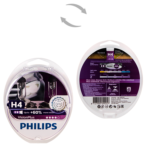 Автолампа Philips Vision Plus H4 +60% 12V 60/55W P43t 2 шт. (12342VPS2) (12342VPS2) Автолампа Philips Vision Plus H4 +60% 12V 60/55W P43t 2 шт. (12342VPS2) (12342VPS2)