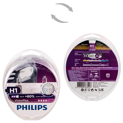  Philips Vision Plus H1 +60% 12V 55W P14,5s 2 . (12258VPS2) (12258VPS2)