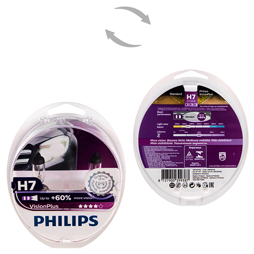  Philips Vision Plus H7 +60% 12V 55W PX26d 2 . (12972VPS2) (12972VPS2)