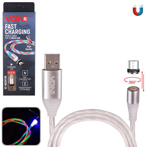    Multicolor LED VOIN USB - Micro USB 3, 2m, ( /  (VC-1602M RB)