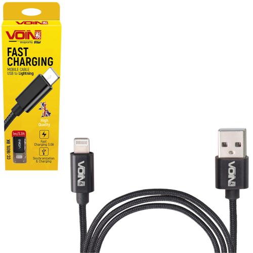   VOIN CC-1801L BK, USB - Lightning 3, 1m, black ( / ) (CC-1801L BK)