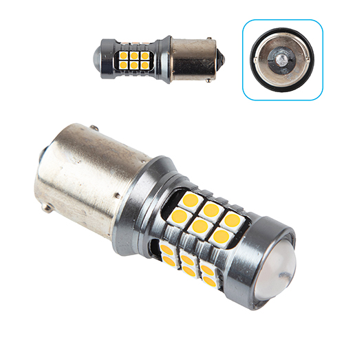  PULSO//LED 1156/S25/BA15s/P21W/24+3SMD-3030/12-24v/2w/400lm Yellow (LP-54324)