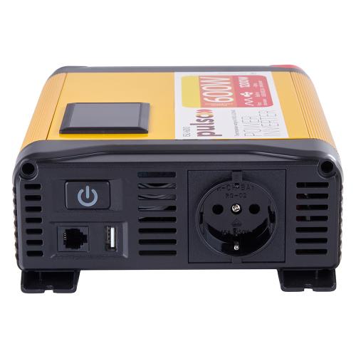 Перетворювач напруги PULSO/ISU- 600/12V-220V/600W/LCD/USB-5VDC2.0A/син.хвиля/клеми - Vitol Перетворювач напруги PULSO/ISU- 600/12V-220V/600W/LCD/USB-5VDC2.0A/син.хвиля/клеми