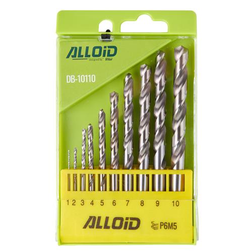 Alloid. Набор сверл по металлу 1-10мм 10ед. Р6М5 - Vitol Alloid. Набор сверл по металлу 1-10мм 10ед. Р6М5