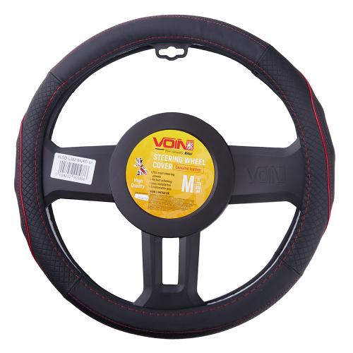 Чохол на кермо VLOD-L282 BK/RD M чорно-черв./БО/перф/шкіра - Vitol Чохол на кермо VLOD-L282 BK/RD M чорно-черв./БО/перф/шкіра