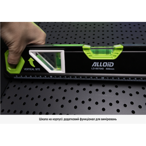 Alloid Pro. Рівень будівельний 100см, 3 капсули з магнітом та боковим вікном - Vitol Alloid Pro. Рівень будівельний 100см, 3 капсули з магнітом та боковим вікном