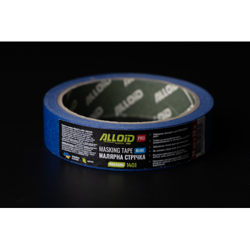 Alloid Pro. Лента малярная фасадная синяя 24мм х 20м, 140мкм - Vitol Alloid Pro. Лента малярная фасадная синяя 24мм х 20м, 140мкм