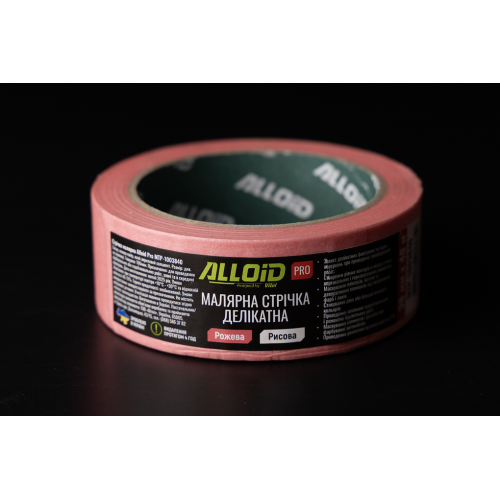 Alloid Pro. Лента малярная деликатная, рисовая, розовая 38мм х 40м, 100мкм - Vitol Alloid Pro. Лента малярная деликатная, рисовая, розовая 38мм х 40м, 100мкм