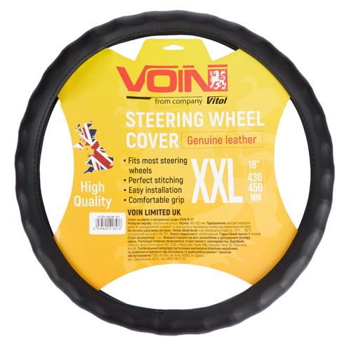 Чохол на кермо VLOD-L06 BK XXL чорний/БО/шкіра один шов - Vitol Чохол на кермо VLOD-L06 BK XXL чорний/БО/шкіра один шов
