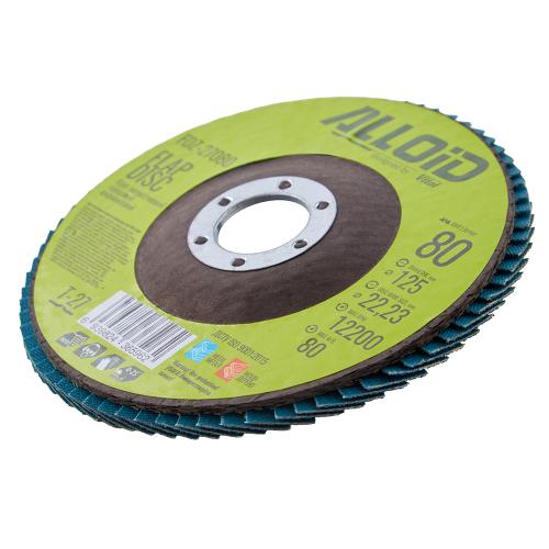 Alloid. Круг лепестковый торцевой циркониевый 125 мм, зерно 80, T27 - Vitol Alloid. Круг лепестковый торцевой циркониевый 125 мм, зерно 80, T27