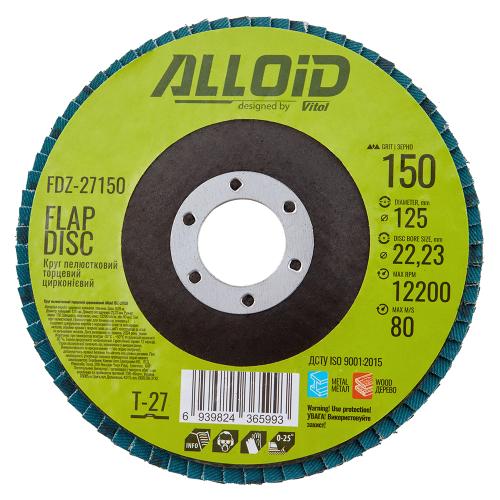 Alloid. Круг лепестковый торцевой циркониевый 125 мм, зерно 150, T27 - Vitol Alloid. Круг лепестковый торцевой циркониевый 125 мм, зерно 150, T27