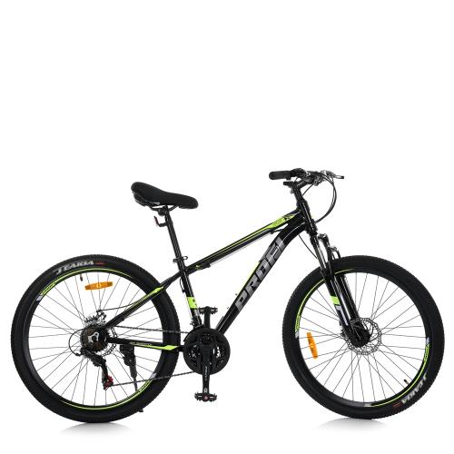 Велосипед 26 д. MTB2602-4 (1шт) алюм.рама 13",SHIMANO 21SP,швидкознім.кол.,чорно-салатовий - Vitol Велосипед 26 д. MTB2602-4 (1шт) алюм.рама 13",SHIMANO 21SP,швидкознім.кол.,чорно-салатовий