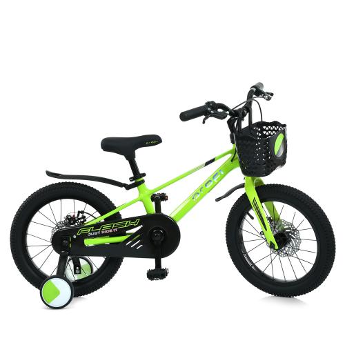Велосипед дитячий 16д. PROF1 MB 1683 NEON GREEN (1шт) Flash,SKD85,магнієва рама,кошик,дод.кол.,зелений - Vitol Велосипед дитячий 16д. PROF1 MB 1683 NEON GREEN (1шт) Flash,SKD85,магнієва рама,кошик,дод.кол.,зелений