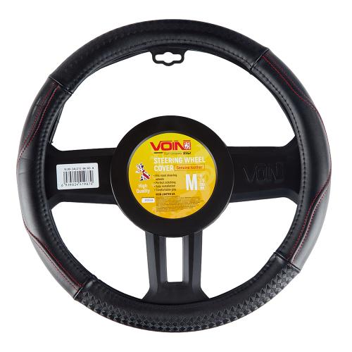Чохол на кермо VLOD-24LC10 BK/RD M чорний/БО/шкіра - Vitol Чохол на кермо VLOD-24LC10 BK/RD M чорний/БО/шкіра