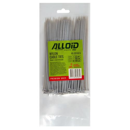 Хомут пластиковий Alloid 2.5 х 150 100 шт./уп. сірий - Vitol Хомут пластиковий Alloid 2.5 х 150 100 шт./уп. сірий