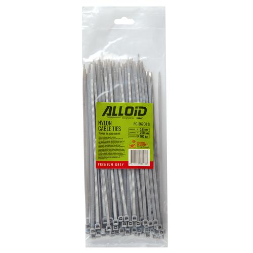 Хомут пластиковый Alloid 3.6 х 200 100шт/уп серый - Vitol Хомут пластиковый Alloid 3.6 х 200 100шт/уп серый