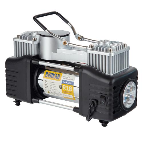 Компресор автомобільний "Вулкан" KA-B12122 150psi/25Amp/90л/клеми/шланг 7,5м з дефлятором/лixтар/2 циліндри - Vitol Компресор автомобільний "Вулкан" KA-B12122 150psi/25Amp/90л/клеми/шланг 7,5м з дефлятором/лixтар/2 циліндри