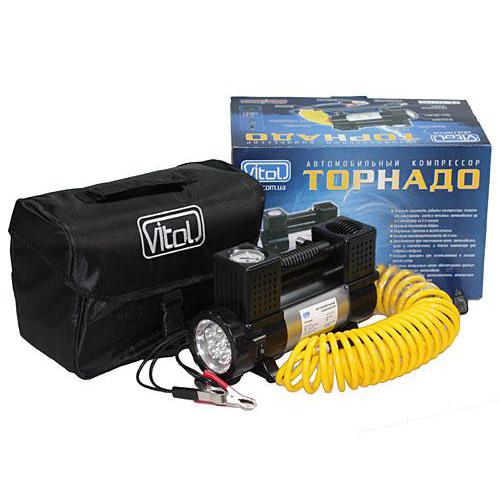 Компрессор Торнадо КА-Т12190 150psi, клеммы, фонарь, шланг 7,5м, 2 цилиндра Компрессор Торнадо КА-Т12190 150psi, клеммы, фонарь, шланг 7,5м, 2 цилиндра