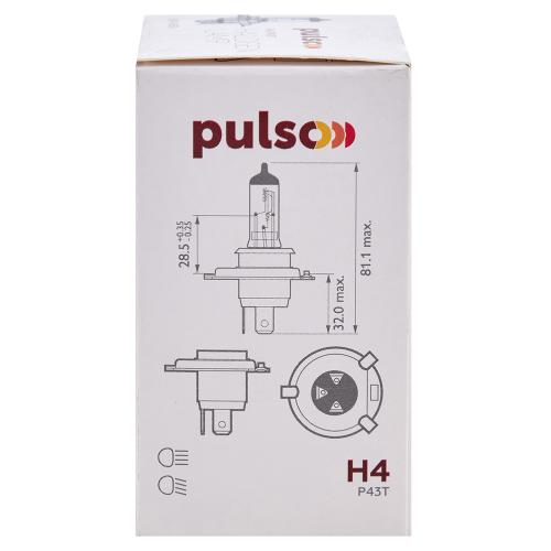Лампа PULSO/галогенна H4/P43T 12v100/90w clear/c/box - Vitol Лампа PULSO/галогенна H4/P43T 12v100/90w clear/c/box