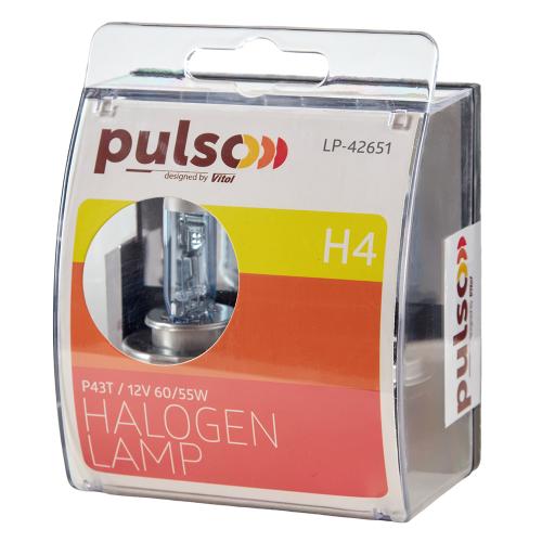 Лампи PULSO/галогенні H4/P43T 12v60/55w super white/plastic box - Vitol Лампи PULSO/галогенні H4/P43T 12v60/55w super white/plastic box