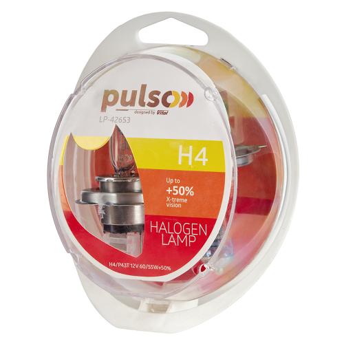 Лампы PULSO/галогенные H4/P43T 12v60/55w+50% X-treme Vision/plastic box - Vitol Лампы PULSO/галогенные H4/P43T 12v60/55w+50% X-treme Vision/plastic box