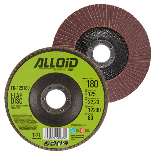 Alloid. Круг лепестковый торцевой 125 мм, зерно 180, T27 - Vitol Alloid. Круг лепестковый торцевой 125 мм, зерно 180, T27