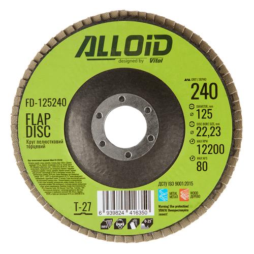 Alloid. Круг лепестковый торцевой 125 мм, зерно 240, T27 - Vitol Alloid. Круг лепестковый торцевой 125 мм, зерно 240, T27
