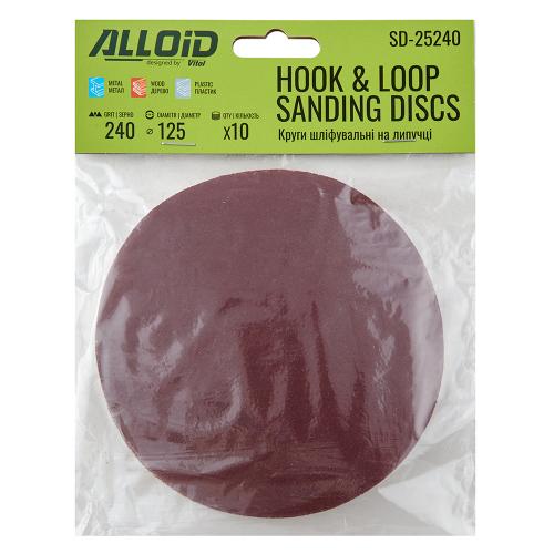 Alloid. Круг шлифовальный на липучке 125 мм, зерно 240 (10шт) - Vitol Alloid. Круг шлифовальный на липучке 125 мм, зерно 240 (10шт)