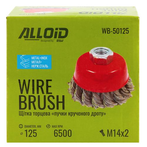 Alloid. Щетка торцевая "пучки витой проволоки" 125мм, М14х2 - Vitol Alloid. Щетка торцевая "пучки витой проволоки" 125мм, М14х2