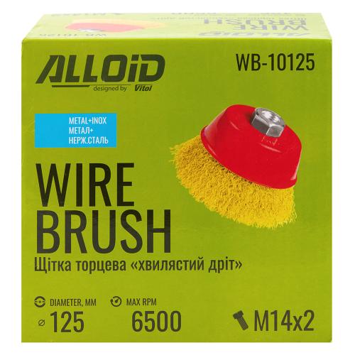 Alloid. Щетка торцевая "витая проволока" 125мм, М14х2 - Vitol Alloid. Щетка торцевая "витая проволока" 125мм, М14х2
