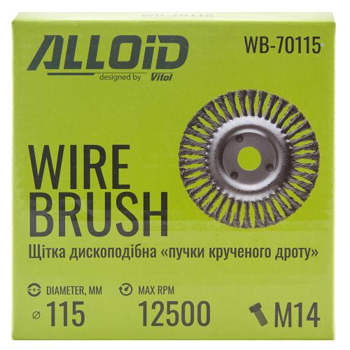 Alloid. Щетка дискообразная "пучки витой проволоки" 115*22,23 - Vitol Alloid. Щетка дискообразная "пучки витой проволоки" 115*22,23