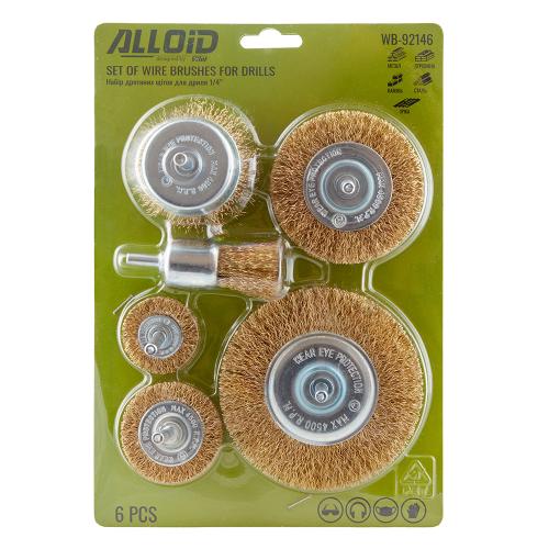 Alloid. Набор щеток проволочных для дрели, 6шт 1/4" - Vitol Alloid. Набор щеток проволочных для дрели, 6шт 1/4"