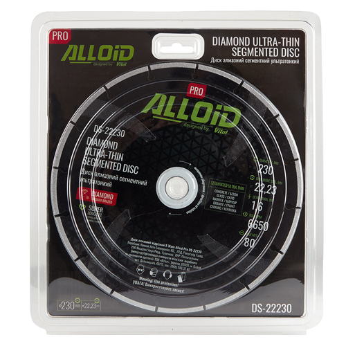 Alloid Pro. Диск алмазний сегментний ультратонкий 230мм - Vitol Alloid Pro. Диск алмазний сегментний ультратонкий 230мм