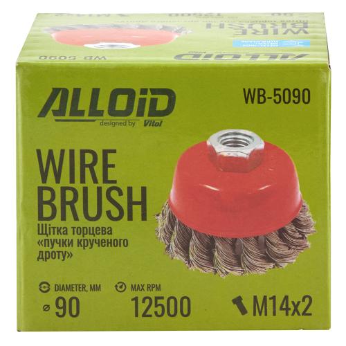 Alloid. Щетка торцевая "пучки витой проволоки" 90мм, М14х2 - Vitol Alloid. Щетка торцевая "пучки витой проволоки" 90мм, М14х2