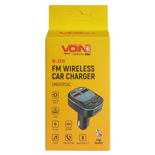  FM, VOIN W-3310, 12-24V 2 USB 3.4A, PD 20W, BT5.0, Hands free, ambient light