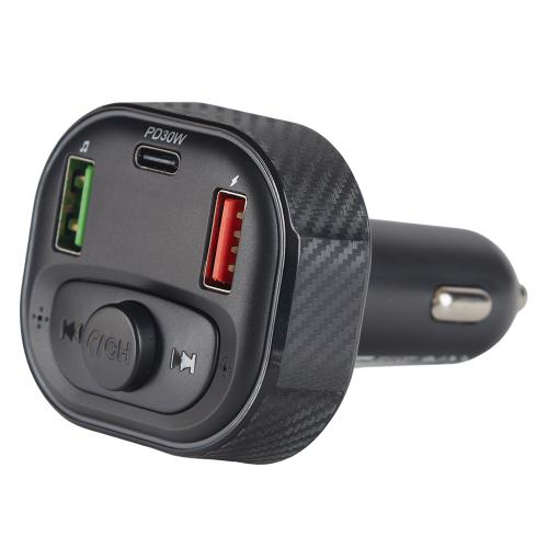 Модулятор FM, VOIN W-3386, 12-24V 2 USB 4.8A, 1 Type C, BT5.0, Hands free, вольтметр - Vitol Модулятор FM, VOIN W-3386, 12-24V 2 USB 4.8A, 1 Type C, BT5.0, Hands free, вольтметр