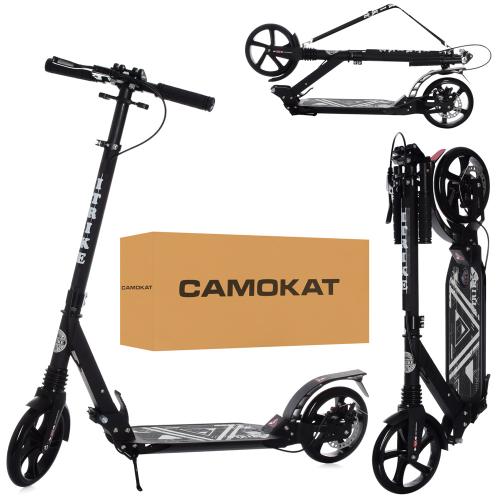 Самокат SR 2-018-11-B1 (1шт) дорос., алюм.+сталь, кол.2шт.ПУ200мм., диск. гальма, замок, чорний, кор. - Vitol Самокат SR 2-018-11-B1 (1шт) дорос., алюм.+сталь, кол.2шт.ПУ200мм., диск. гальма, замок, чорний, кор.