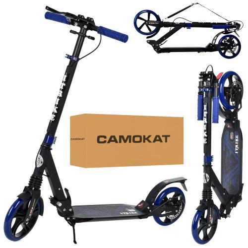 Самокат SR 2-018-11-BBL (1шт) дорос., алюм.+сталь, кол.2шт.ПУ200мм, диск.гальма, замок,чорний з синім,кор. - Vitol Самокат SR 2-018-11-BBL (1шт) дорос., алюм.+сталь, кол.2шт.ПУ200мм, диск.гальма, замок,чорний з синім,кор.