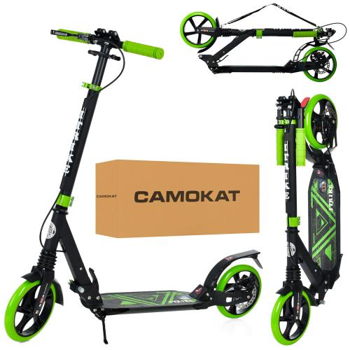 Самокат SR 2-018-11-BGR (1шт) дорос., алюм.+сталь, кол.2шт.ПУ200мм., диск. гальма, замок, зелений, кор. - Vitol Самокат SR 2-018-11-BGR (1шт) дорос., алюм.+сталь, кол.2шт.ПУ200мм., диск. гальма, замок, зелений, кор.
