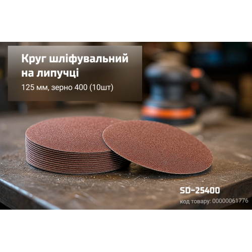 Круг шліфувальний на липучці 125 мм, зерно 400 (10 шт.) Alloid - Vitol Круг шліфувальний на липучці 125 мм, зерно 400 (10 шт.) Alloid