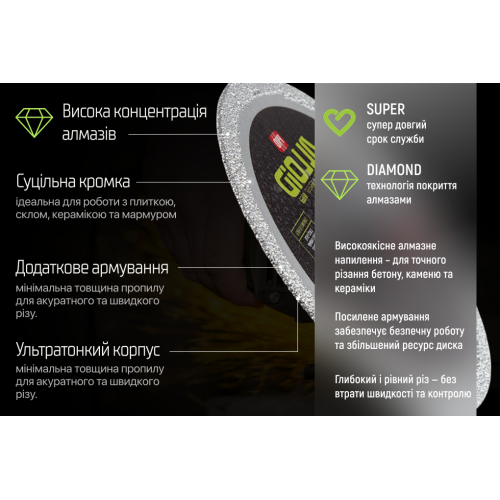 Alloid Pro. Диск алмазный со сплошной кромкой, ультратонкий 230мм - Vitol Alloid Pro. Диск алмазный со сплошной кромкой, ультратонкий 230мм