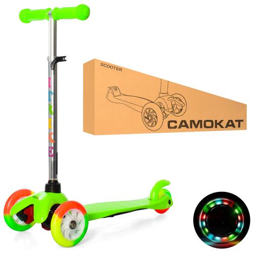 Самокат BB 3-013-4-A-GR (1шт) MINI,алюм+пласт,3колПУ-св2пер120мм,подн29-11см,кермо60/69см,зелений - Vitol Самокат BB 3-013-4-A-GR (1шт) MINI,алюм+пласт,3колПУ-св2пер120мм,подн29-11см,кермо60/69см,зелений