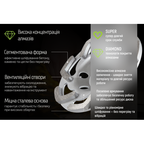 Alloid Pro. Диск алмазний шліфувальний L-Type 125мм - Vitol Alloid Pro. Диск алмазний шліфувальний L-Type 125мм