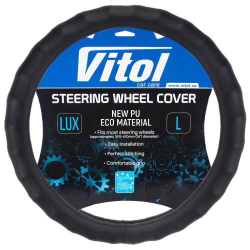Чохол на кермо VLOD-NPU06 BK XL чорний/БО/ один шов - Vitol Чохол на кермо VLOD-NPU06 BK XL чорний/БО/ один шов