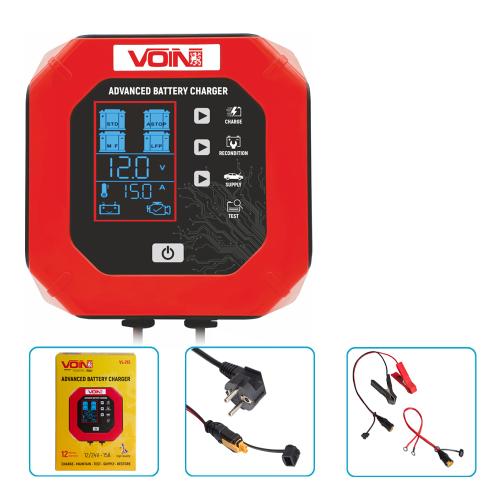 Зарядний пристрій VOIN VL-215 12&24V/15A/3-200AHR/LCD/Iмпульсний - Vitol Зарядний пристрій VOIN VL-215 12&24V/15A/3-200AHR/LCD/Iмпульсний