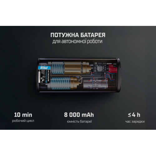 Компрессор "ViTOL" K-35 3in1//7.4V/29.6wh/8000mAh/Повербанк/Ліхтар - Vitol Компрессор "ViTOL" K-35 3in1//7.4V/29.6wh/8000mAh/Повербанк/Ліхтар