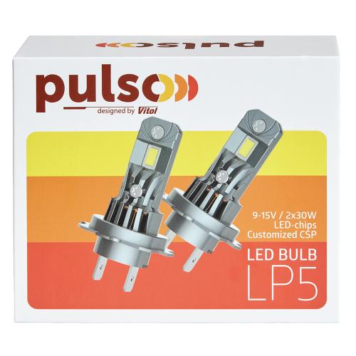 Лампи PULSO LP5-H7/LED-chips 3570 CSP/12v/2x30w/4000Lm/6500K - Vitol Лампи PULSO LP5-H7/LED-chips 3570 CSP/12v/2x30w/4000Lm/6500K