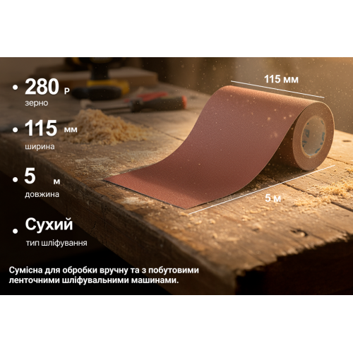 Наждачний папір на тканинній основі, 115мм х 5м, зерно 280, Alloid - Vitol Наждачний папір на тканинній основі, 115мм х 5м, зерно 280, Alloid